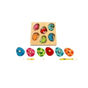"4 for $20 Mix&Match" Montessori-Inspired Wooden Dinosaur Egg Peg 2-Layer Puzzle